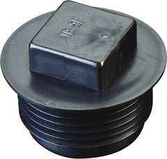 Caplugs - Square Head, Threaded Plug with Flange - 0.81" OD, 21/32" Long, High-Density Polyethylene, Black - Caliber Tooling