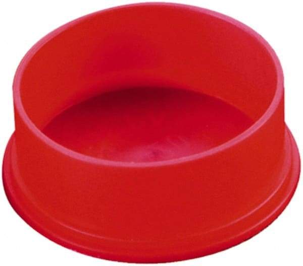 Caplugs - 1.467" ID, Round Head Utility Cap - 1.69" OD, 9/16" Long, Low-Density Polyethylene, Red - Caliber Tooling