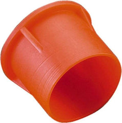 Caplugs - 0.43" ID, Round Head Tube Cap/Plug - 0.62" OD, 9/16" Long, Low-Density Polyethylene, Orange - Caliber Tooling