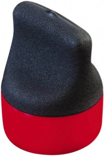 Caplugs - 11/16" ID, Round Head, Textured Pull-Tab Cap - 1-13/16" Long, Vinyl, Red/Black - Caliber Tooling