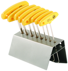 8 Piece - 1/8 - 3/8" - T-Handle Hex Ergonomic Comfort Grip Inch Set in Metal Stand - Caliber Tooling