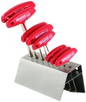 8 Piece - 2.0 - 10mm - T-Handle Hex Ergonomic Comfort Grip Metric Set in Metal Stand - Caliber Tooling