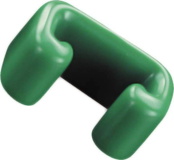 Caplugs - 1-1/4" x 3/4", Flexible Push-On U-Frame End Cap - 1-1/4" Long, Vinyl, Green - Caliber Tooling