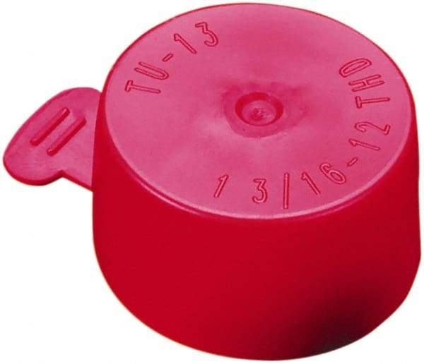 Caplugs - 0.554" ID, Flexible, Tear-Tab Cap - 31/64" Long, Vinyl, Red - Caliber Tooling