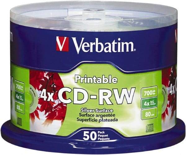 Verbatim - Silver CD-RW Discs - Use with CD, DVD Drives - Caliber Tooling