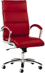 ALERA - 45-1/4" High High Back Chair - 24" Wide x 27-1/4" Deep, Leather Seat, Red - Caliber Tooling