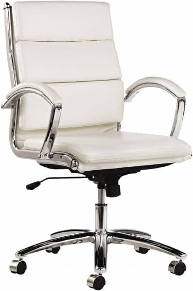 ALERA - 42-1/8" High Mid Back Chair - 24" Wide x 27-1/4" Deep, Faux Leather Seat, White - Caliber Tooling