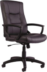 ALERA - 43-3/4" High Executive High Back Swivel Tilt Chair - 25" Wide x 27" Deep, Leather Seat, Black - Caliber Tooling