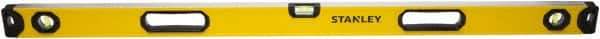 Stanley - 48" Long 3 Vial Box Beam Level - Aluminum, Yellow, 1 Level & 2 Plumb Vials - Caliber Tooling