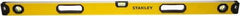 Stanley - 48" Long 3 Vial Box Beam Level - Aluminum, Yellow, 1 Level & 2 Plumb Vials - Caliber Tooling