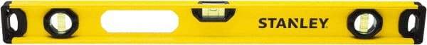 Stanley - 24" Long 3 Vial I-Beam Level - Aluminum, Yellow, 1 Level & 2 Plumb Vials - Caliber Tooling