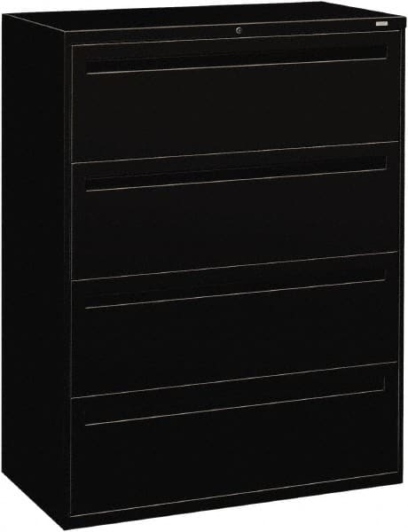 Hon - 42" Wide x 53-1/4" High x 19-1/4" Deep, 4 Drawer Lateral File - Steel, Black - Caliber Tooling