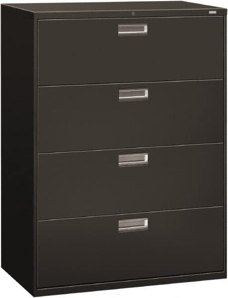 Hon - 42" Wide x 53-1/4" High x 19-1/4" Deep, 4 Drawer Lateral File - Steel, Charcoal - Caliber Tooling