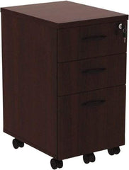 ALERA - 15.88" Wide x 28.38" High x 20-1/2" Deep, 3 Drawer Pedestal - Woodgrain Laminate, Mahogany - Caliber Tooling