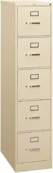 Hon - 15" Wide x 60" High x 26-1/2" Deep, 5 Drawer Vertical File - Steel, Putty - Caliber Tooling