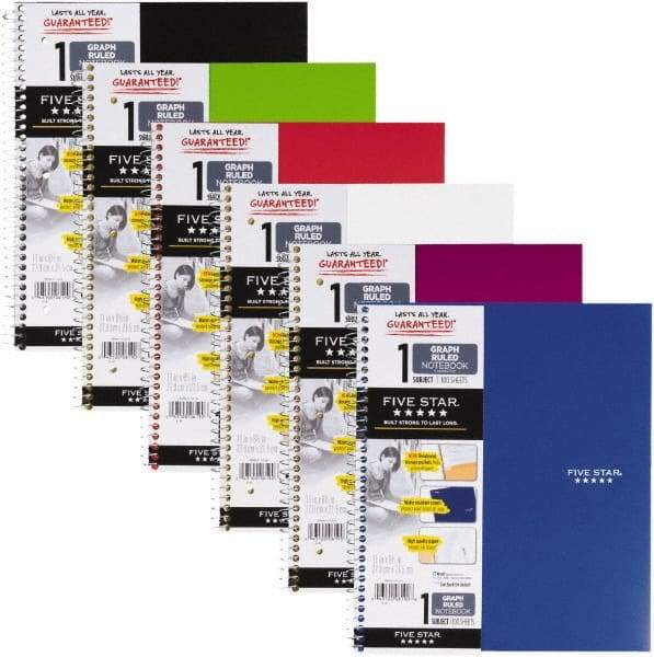 Five Star - 100 Sheet, 6 x 6", Quadrille Wire Bound Notebook - Assorted Colors - Caliber Tooling