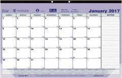 Brownline - 12 Sheet, 6-7/8 x 8-3/4", Desk Pad Calendar - Blue, White & Green - Caliber Tooling