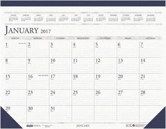 House of Doolittle - 12 Sheet, 8-1/2 x 11", Desk Pad Calendar - White & Blue - Caliber Tooling