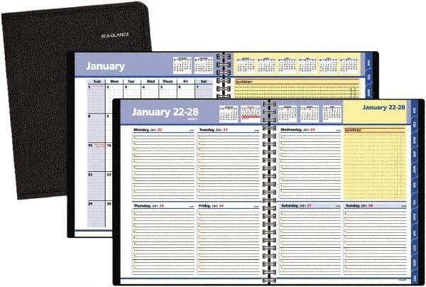 AT-A-GLANCE - 38 Sheet, 8 x 9-7/8", Weekly/Monthly Planner - Black - Caliber Tooling