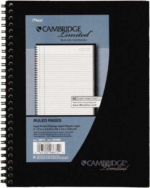 Cambridge - 80 Sheet, 4 x 8", Legal (Style) Meeting Notebook - Black - Caliber Tooling