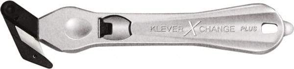 Klever Innovations - Recessed/Hook Blade Safety Cutter - 1-3/4" Carbon Steel Blade, Silver Magnesium Handle, 1 Blade Included - Caliber Tooling