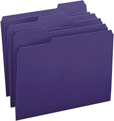 SMEAD - 8-1/2 x 11", Letter Size, Navy Blue, File Folders with Top Tab - 11 Point Stock, Assorted Tab Cut Location - Caliber Tooling