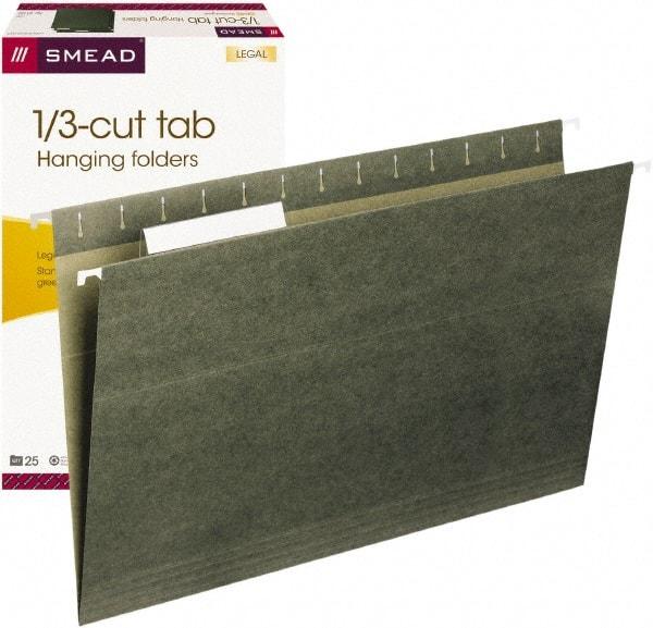 SMEAD - 9-1/4 x 14-1/2", Legal, Standard Green, Hanging File Folder - 11 Point Stock, 1/3 Tab Cut Location - Caliber Tooling