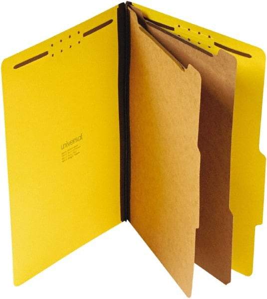 UNIVERSAL - 9-1/2 x 14-1/2", Legal, Yellow, Classification Folders with Top Tab Fastener - 25 Point Stock, Right of Center Tab Cut Location - Caliber Tooling