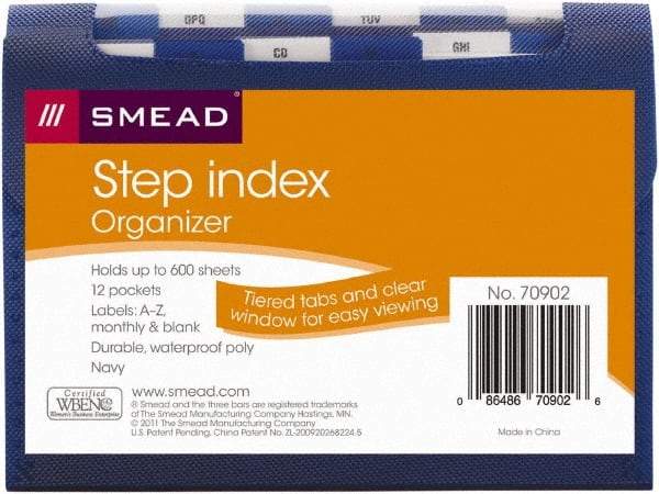 SMEAD - 8-1/2 x 11", Letter Size, Navy, Index Folder - 1/6 Tab Cut Location - Caliber Tooling