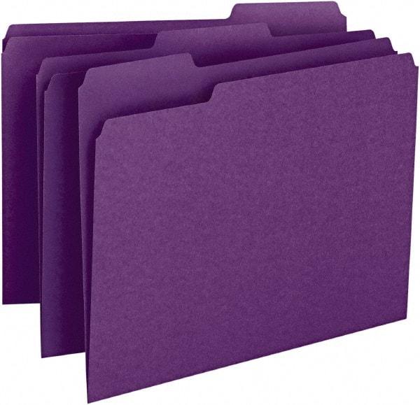 SMEAD - 8-1/2 x 11", Letter Size, Purple, File Folders with Top Tab - 11 Point Stock, Assorted Tab Cut Location - Caliber Tooling