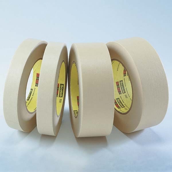 Masking Tape: 12″ Wide, 60 yd Long, 6.3 mil Thick, Tan Crepe Paper, Rubber Adhesive, 27 lb/in Tensile Strength