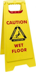 O-Cedar - Caution - Cuidado - Wet Floor - Piso Mojado, 12" Wide x 25" High, Plastic Floor Sign - English/Spanish, A-Frame, Red & Black on Yellow, For Accident Prevention - Caliber Tooling