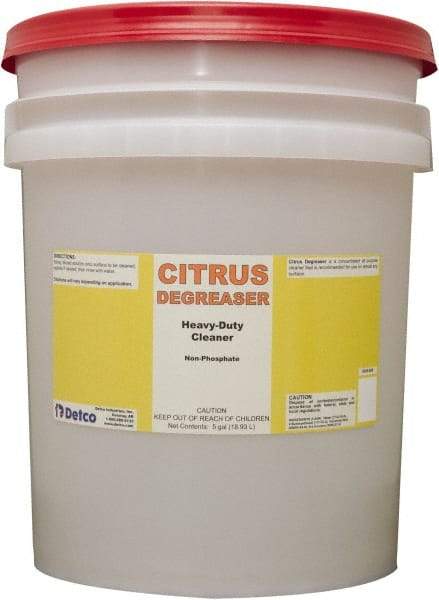 Detco - 5 Gal Bucket Cleaner/Degreaser - Liquid, Butyl-Based, Citrus - Caliber Tooling