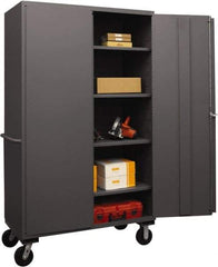 Durham - 4 Shelf Locking Storage Cabinet - Steel, 36" Wide x 24" Deep x 80" High, Gray - Caliber Tooling