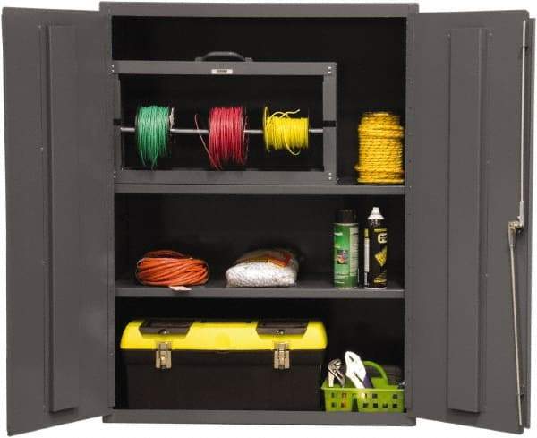 Durham - 2 Shelf Locking Storage Cabinet - Steel, 36" Wide x 18" Deep x 48" High, Gray - Caliber Tooling