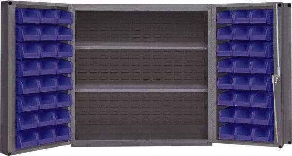 Durham - 2 Shelf 48 Bin Storage Cabinet - Steel, 36" Wide x 24" Deep x 72" High, Gray - Caliber Tooling