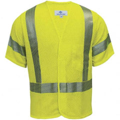 National Safety Apparel - Size XL Flame Resistant/Retardant Yellow Mesh Public Safety High Visibility Vest - Exact Industrial Supply