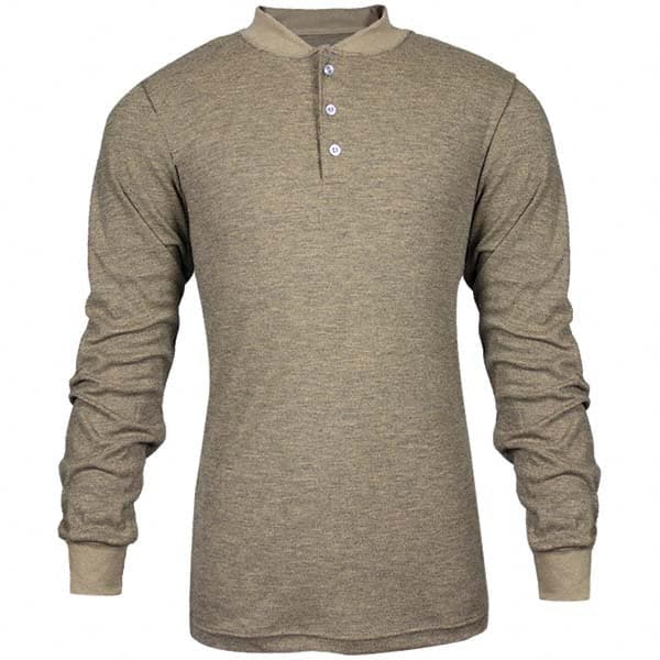 National Safety Apparel - Size L Tan Flame Resistant/Retardant Long Sleeve T-Shirt - Exact Industrial Supply