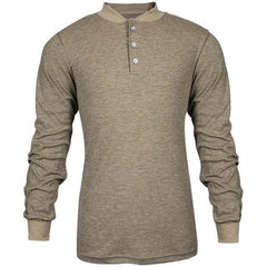 National Safety Apparel - Size S Tan Flame Resistant/Retardant Long Sleeve T-Shirt - Exact Industrial Supply