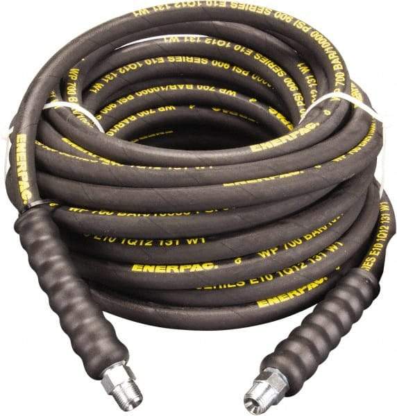 Enerpac - 3/8" Inside Diam x 3/8 NPT 30' Hydraulic Pump Hose - 10,000 psi, 3/8 NPTF Male Opposite End, Rubber - Caliber Tooling