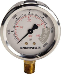 Enerpac - Hydraulic Pressure Gages & Adapters Type: Liquid-Filled Gauge Pressure Rating: 0 - 6000 - Caliber Tooling