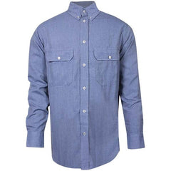 National Safety Apparel - Size M Light Blue Flame Resistant/Retardant Long Sleeve Button Down Shirt - Exact Industrial Supply