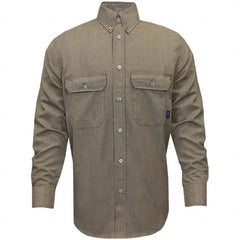 National Safety Apparel - Size 5XL Tan Flame Resistant/Retardant Long Sleeve Button Down Shirt - Exact Industrial Supply