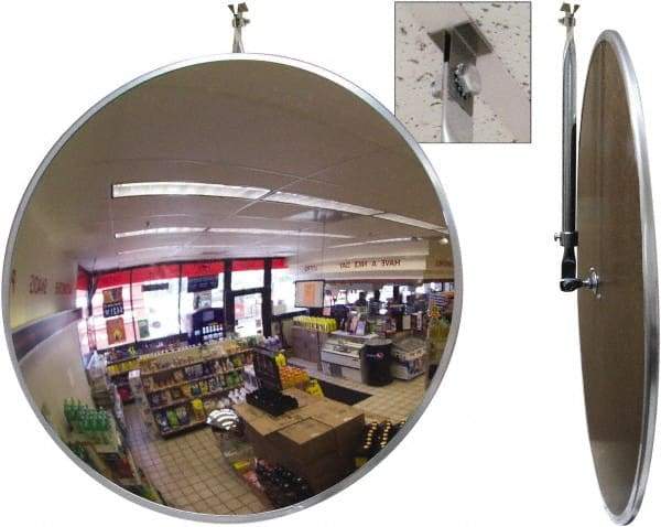 Se-Kure Domes&Mirrors - Indoor Round Convex Safety, Traffic & Inspection Mirrors - Acrylic Lens, Hardboard Backing, 26" Diam, 26' Max Covered Distance - Caliber Tooling