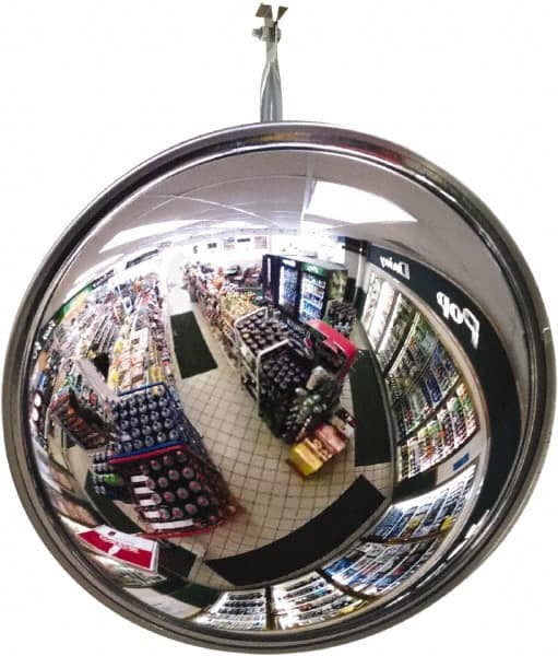 Se-Kure Domes&Mirrors - Indoor Round Convex Safety, Traffic & Inspection Mirrors - Acrylic Lens, Hardboard Backing, 24" Diam, 72' Max Covered Distance - Caliber Tooling