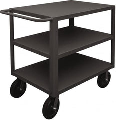 Durham - 5,000 Lb Capacity, 24" Wide x 36" Long x 40-1/4" High Heavy Duty Service Cart - 3 Shelf, Steel, 2 Rigid/2 Swivel Casters - Caliber Tooling