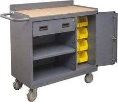 Durham - 1,200 Lb Capacity, 18" Wide x 36" Long x 39-3/4" High Mobile Cart - 1 Door, 1 Drawer, 1 Shelf, Steel, 2 Rigid/2 Swivel Casters - Caliber Tooling