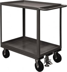 Durham - 2,400 Lb Capacity, 30" Wide x 60" Long x 37-5/8" High Service Cart - 2 Shelf, Steel, 2 Rigid/2 Swivel Casters - Caliber Tooling