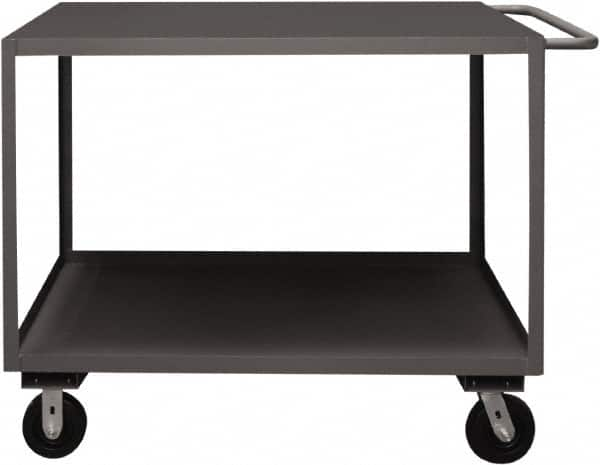 Durham - 3,000 Lb Capacity, 24" Wide x 48" Long x 39-1/16" High Service Cart - 2 Shelf, Steel, 2 Rigid/2 Swivel Casters - Caliber Tooling