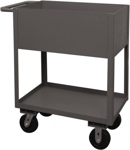 Durham - 1,200 Lb Capacity, 18" Wide x 30" Long x 39-1/16" High Service Cart - 2 Shelf, Steel, 2 Rigid/2 Swivel Casters - Caliber Tooling